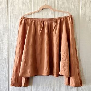 Elizabeth and James Off the Shoulder Peasant Top Longsleeve Orange XS